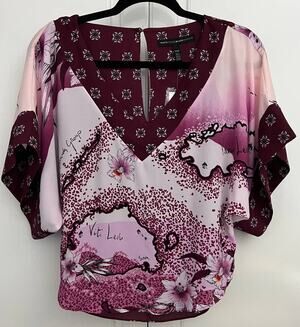 NWT White House Black Market V-Neck Printed Kimono Top Size XXSP